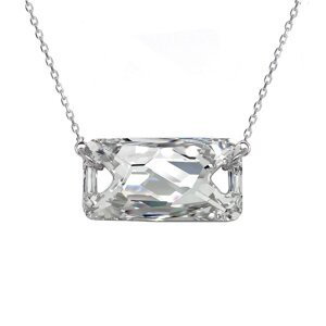 Stříbrný náhrdelník s krystalem Swarovski bílý obdélník 32070.5 Krystal foiled,Stříbrný náhrdelník s krystalem Swarovski bílý obdélník 32070.5 Krystal