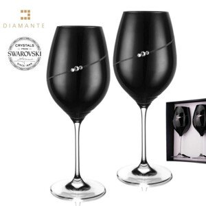 Sklenice na červené víno černé se Swarovski Elements Silhouette 470 ml Black,Sklenice na červené víno černé se Swarovski Elements Silhouette 470 ml Bl