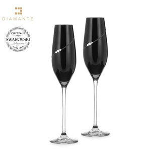 Sklenice flétny na sekt černé se Swarovski Elements Silhouette 210 ml Black,Sklenice flétny na sekt černé se Swarovski Elements Silhouette 210 ml Blac