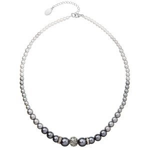 Perlový náhrdelník šedý s křišťály Preciosa 32008.3 Grey,Perlový náhrdelník šedý s křišťály Preciosa 32008.3 Grey