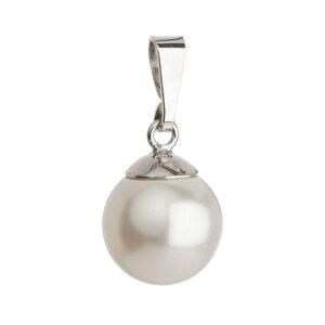 Stříbrný přívěsek s bílou kulatou perlou z křišťálu Preciosa 34150.1,Stříbrný přívěsek s bílou kulatou perlou z křišťálu Preciosa 34150.1