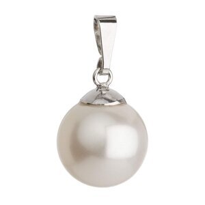 Stříbrný přívěsek s bílou kulatou perlou z křišťálu Preciosa 34151.1 Bílá 12 mm,Stříbrný přívěsek s bílou kulatou perlou z křišťálu Preciosa 34151.1 B