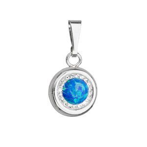 Stříbrný přívěsek s modrým syntetickým opálem a krystaly Swarovski 74096.1 Blue,Stříbrný přívěsek s modrým syntetickým opálem a krystaly Swarovski 740