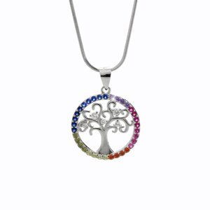 Stříbrný náhrdelník ve tvaru stromu života Multi,Stříbrný náhrdelník ve tvaru stromu života Multi