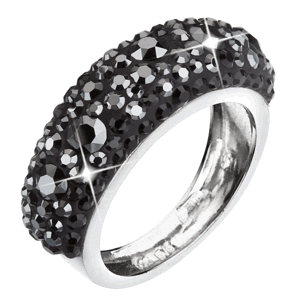 Stříbrný prsten s krystaly Swarovski černý 35031.5 Hematite 52,Stříbrný prsten s krystaly Swarovski černý 35031.5 Hematite 52