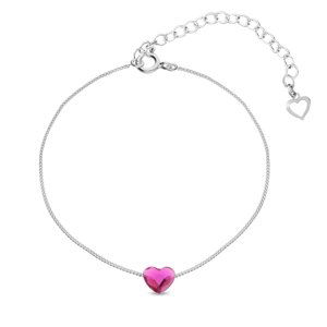 Náramek růžový se Swarovski Elements Heart B28086F Fuchsia S,Náramek růžový se Swarovski Elements Heart B28086F Fuchsia S