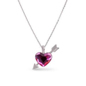 Náhrdelník tmavě růžový se Swarovski Elements srdce Heart NS2808F Fuchsia,Náhrdelník tmavě růžový se Swarovski Elements srdce Heart NS2808F Fuchsia