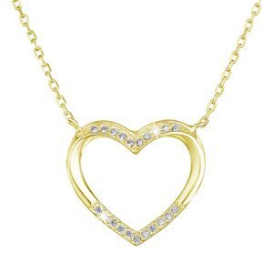 Pozlacený náhrdelník srdce s bílými zirkony 12010.1 Au plating,Pozlacený náhrdelník srdce s bílými zirkony 12010.1 Au plating