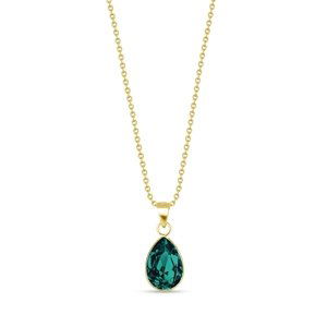 Stříbrný pozlacený náhrdelník se Swarovski Elements zelená kapka Baroque NG432010EM Emerald,Stříbrný pozlacený náhrdelník se Swarovski Elements zelená