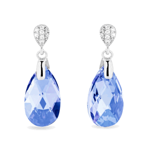 Stříbrné náušnice s krystaly Swarovski Elements modrá kapka Dainty Drop KW610616LS Light Sapphire,Stříbrné náušnice s krystaly Swarovski Elements modr