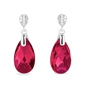 Stříbrné náušnice s krystaly Swarovski Elements červená kapka Dainty Drop KW610616SC Scarlet,Stříbrné náušnice s krystaly Swarovski Elements červená k