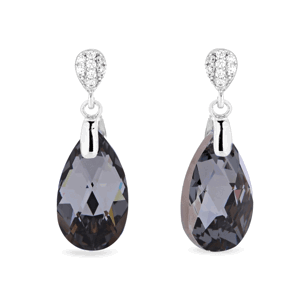 Stříbrné náušnice s krystaly Swarovski Elements šedá kapka Dainty Drop KW610616SN Silver Night,Stříbrné náušnice s krystaly Swarovski Elements šedá ka