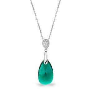 Stříbrný náhrdelník se Swarovski Elements zelená kapka Dainty Drop N610616EM Emerald,Stříbrný náhrdelník se Swarovski Elements zelená kapka Dainty Dro