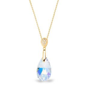 Stříbrný pozlacený náhrdelník se Swarovski Elements měnivá kapka Dainty Drop NG610616AB AB,Stříbrný pozlacený náhrdelník se Swarovski Elements měnivá