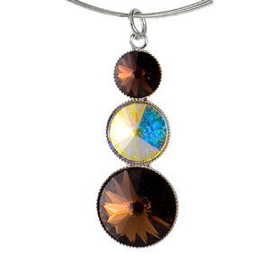 Náhrdelník Rivoli se Swarovski Elements s třemi kameny hnědý Smoked Topaz,Náhrdelník Rivoli se Swarovski Elements s třemi kameny hnědý Smoked Topaz