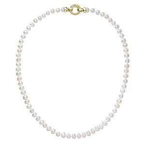 Perlový náhrdelník z pravých říčních perel bílý 22001.1 Au plating,Perlový náhrdelník z pravých říčních perel bílý 22001.1 Au plating