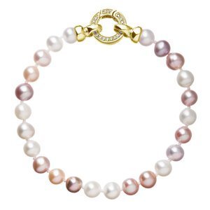 Perlový náramek z pravých říčních perel mix barev 23004.3 Au plating,Perlový náramek z pravých říčních perel mix barev 23004.3 Au plating