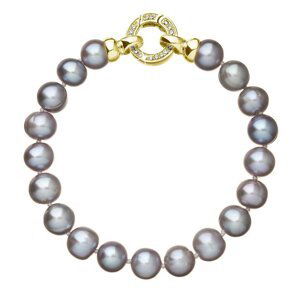 Perlový náramek z pravých říčních perel šedý 23010.3 grey Au plating,Perlový náramek z pravých říčních perel šedý 23010.3 grey Au plating