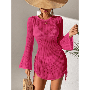 Růžové letní plážové šaty pletené M,Růžové letní plážové šaty pletené M