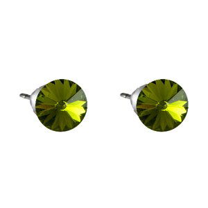 Náušnice tmavě zelené Rivoli se Swarovski Elements Olivine 8 mm,Náušnice tmavě zelené Rivoli se Swarovski Elements Olivine 8 mm