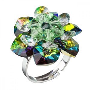 Stříbrný prsten s krystaly Swarovski zelená kytička 35012.5 Vitrail Medium,Stříbrný prsten s krystaly Swarovski zelená kytička 35012.5 Vitrail Medium