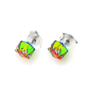 Náušnice zelené se Swarovski Elements Small Cube Studs K48414VM Vitrail Medium,Náušnice zelené se Swarovski Elements Small Cube Studs K48414VM Vitrail