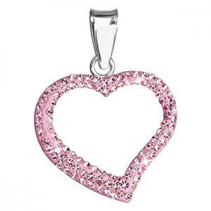 Stříbrný přívěsek s krystaly Swarovski růžové srdce 34093.3 Rose,Stříbrný přívěsek s krystaly Swarovski růžové srdce 34093.3 Rose