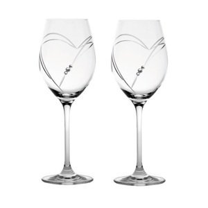 Sklenice na bílé víno se Swarovski Elements Hearts 360ml,Sklenice na bílé víno se Swarovski Elements Hearts 360ml