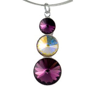 Přívěsek Rivoli se Swarovski Elements s třemi křišťály Amethyst,Přívěsek Rivoli se Swarovski Elements s třemi křišťály Amethyst