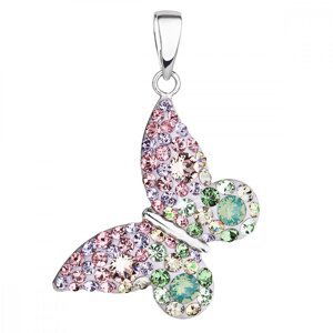 Stříbrný přívěsek s krystaly Swarovski mix barev motýl 34192.3 Sakura,Stříbrný přívěsek s krystaly Swarovski mix barev motýl 34192.3 Sakura