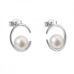 Stříbrné náušnice pecky s bílou říční perlou 21021.1,Stříbrné náušnice pecky s bílou říční perlou 21021.1
