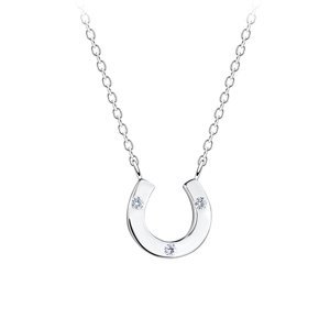 Stříbrný náhrdelník s podkovou - bílý