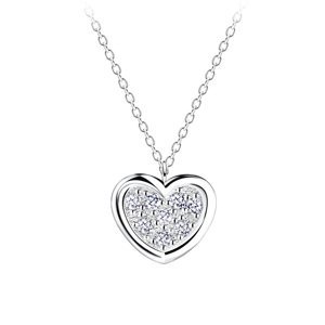 Stříbrný náhrdelník se srdcem - bílý