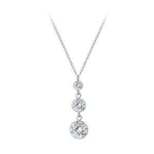 Stříbrný náhrdelník s kulatými zirkony - bílý