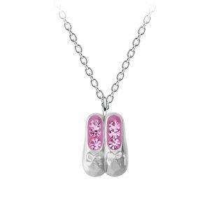 Dětský stříbrný náhrdelník Ballerina - Světle růžová