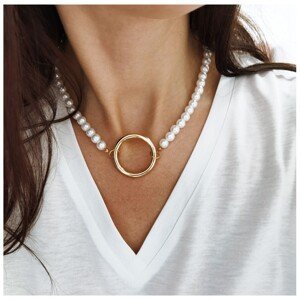 UMĚLÉ perly náhrdelník s kruhem N709