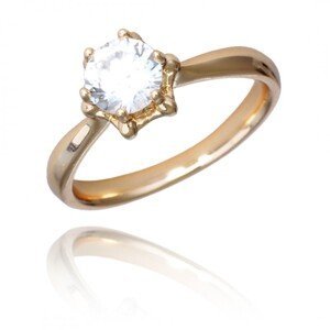 Flamenco Mystique Pozlacený prsten z chirurgické oceli s velkým zirkonem, velikost US8 EU17 Velikost prstenu: US8 EU17