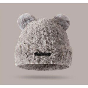 Zimní čepice s ušima medvídka, s nášivkou, šedá CZ32WZ3