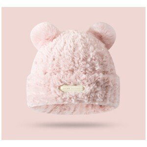 Zimní čepice s ušima medvídka, s nášivkou, růžová CZ32WZ4