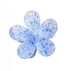 Spona do vlasů XL modrá kropenatá květina 7,5 x 7 cm SP274
