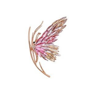Flamenco Mystique Křišťálově růžový motýl - ozdobná brož BZ148