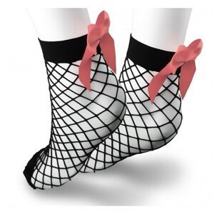 Flamenco Mystique Síťované ponožky s velkou růžovou mašlí, pružné, univerzální velikost