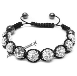 Náramek Shamballa s 10mm kubickými zirkony, nastavitelná délka 16-28 cm, bez niklu