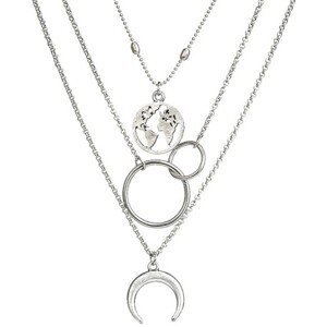 Trojitý náhrdelník Choker s přívěsky ve tvaru peří, řetízkový, délka 47 cm