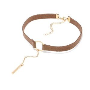 Dámský náhrdelník Choker s 2,5 cm přívěskem, semišový, délka 30 cm