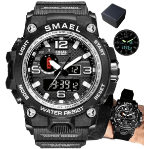 Pánské hodinky Smael s-shock, vodotěsné, LED podsvícení, černé, silikonový řemínek