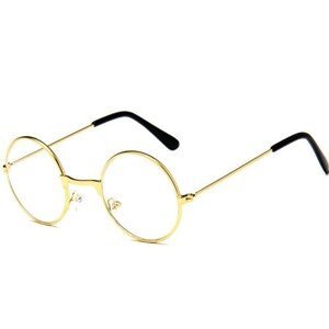 Unisex kulaté sluneční brýle s UV filtrem, kovový rám, černá/zlatá/stříbrná, 50 mm