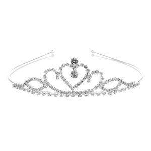 Dekorativní Tiara Diadém s Crystal Crown Ornamentem, cínový drátek, délka 13 cm