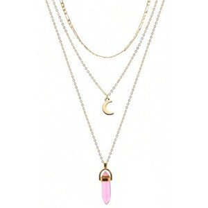 Dámský dlouhý náhrdelník s přívěskem měsíc a kulička, stříbrný/zlatý, bižuterní kov, 60+6 cm