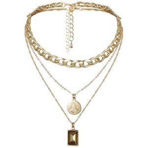 Dámský náhrdelník Choker s přívěsky, zlatý kov, délka 40 cm